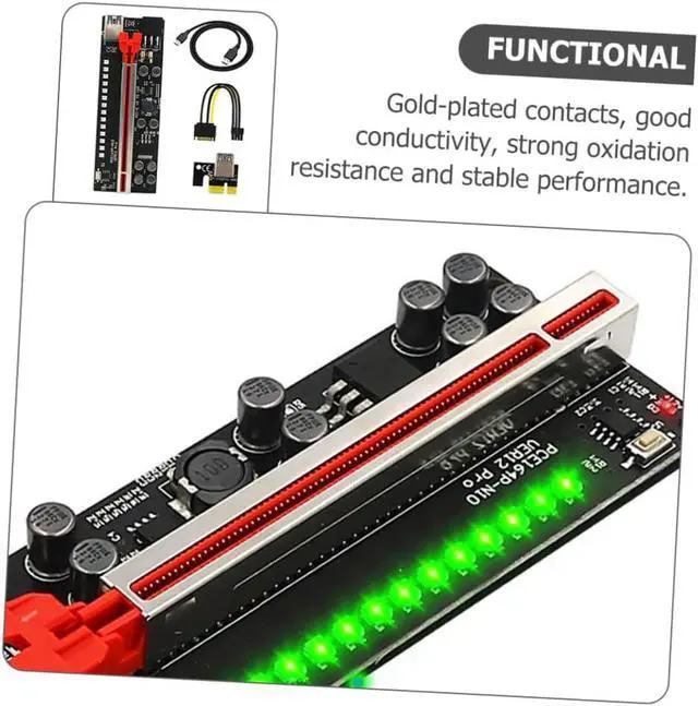 Alt view image 7 of 7 - Pcie Riser Cable Mining Extension Cable Interface Power Supply Gpu Riser Adapter Led Mining Light Strip