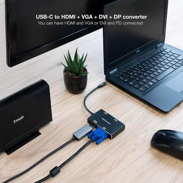 Alt view image 3 of 5 - Coversor Nanocable USB-C to HDMI-DVI-DP-VGA/H 10cm