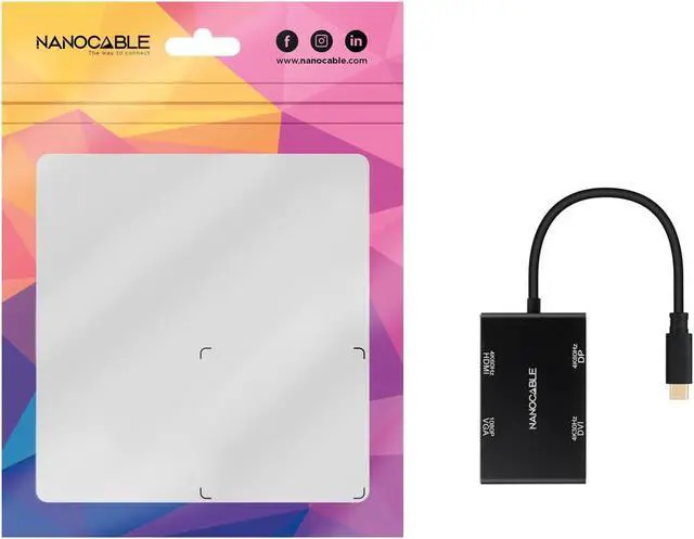 Alt view image 5 of 5 - Coversor Nanocable USB-C to HDMI-DVI-DP-VGA/H 10cm