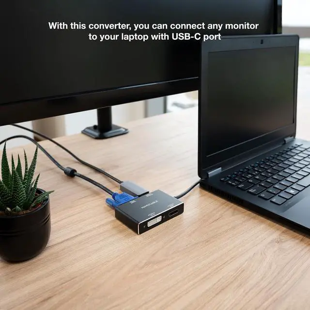 Alt view image 4 of 5 - Coversor Nanocable USB-C to HDMI-DVI-DP-VGA/H 10cm