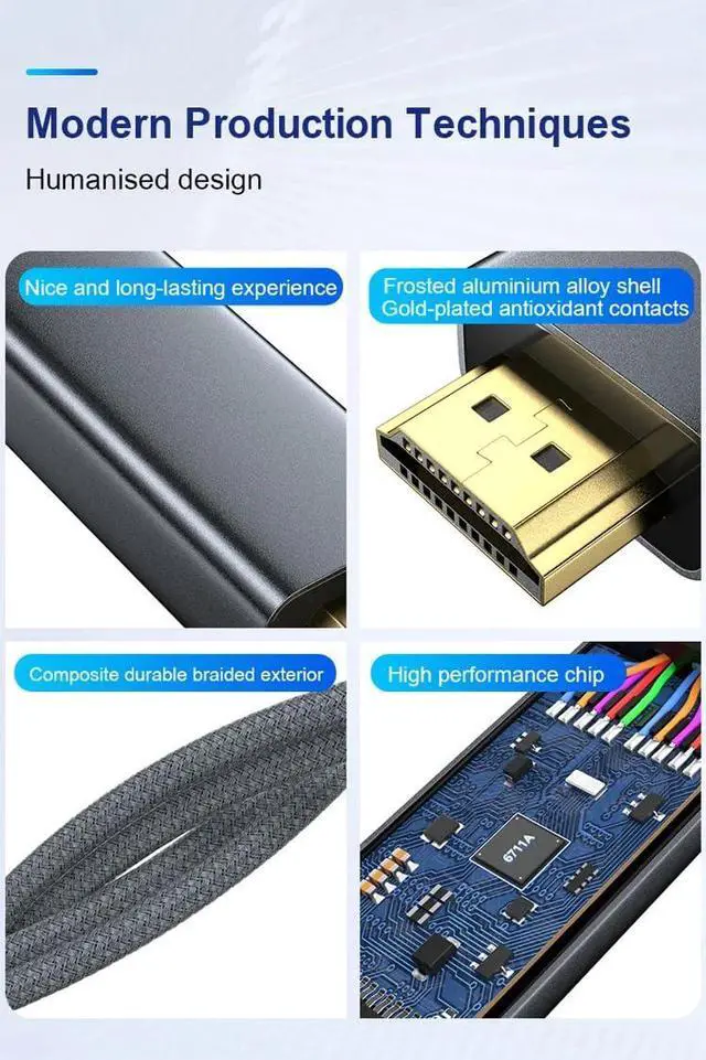 Alt view image 7 of 7 - innov8 HDMI to Displayport with USB 2.0 Audio Video Cable 4K/60Hz, Black