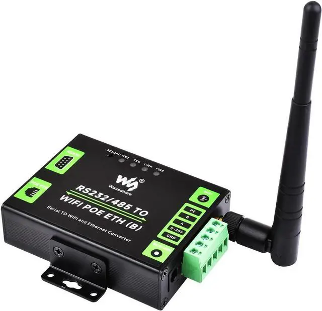 Main image of Waveshare Serial Server RS232/485 to WiFi and Ethernet, Ethernet to WiFi Converter with POE Function, Modbus Gateway, MQTT Gateway, Serial Port to HTTPD Client Functions, DC 6~36V / PoE Power Supply