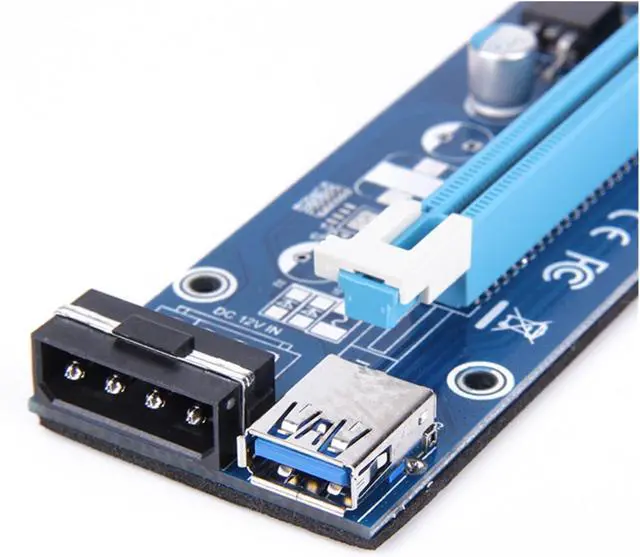 Alt view image 2 of 4 - En-Labs PCIe 1x to 16x PCI Express Extender Rise Card,USB 3.0 PCI-e Extension Adapter w/SATA to Molex Cable Compatible with Mining Machine, 60CM