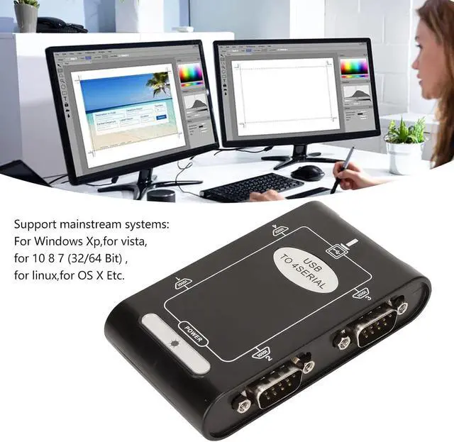 Alt view image 3 of 7 - USB to Serial Adapter, Com Reserved Function, 4 RS232 Ports, Compact Design Compact Design, USB to RS232 Adapter, Windows Compatible Suitable for Notebook Computers