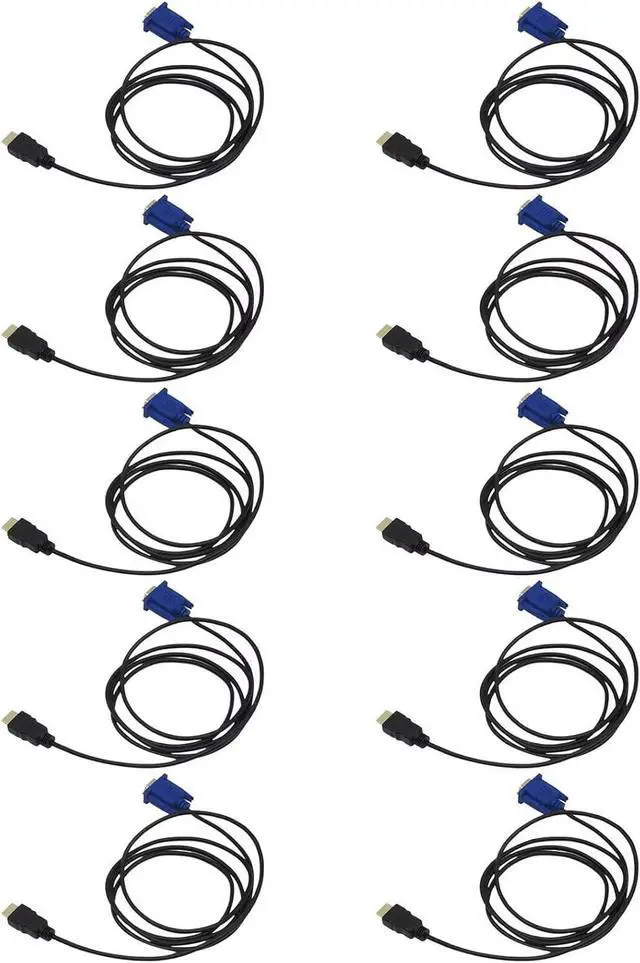 Alt view image 2 of 6 - 2025 Updated 10pcs HDMI to VGA Cable Adapter, Gold-Plated Male to Male Cord for PC/Monitor/Projector/HDTV, 6 Feet/1.8 Meters,Pack of 10