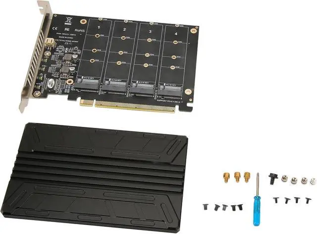 Alt view image 5 of 7 - Septpenta Quad M.2 NVMe to Pcie Adapter, Magnetic Design M.2 Nvme SSD/M.2 PCI e Devices, M.2 PCIe Adapter Card with 4LED Indicator Lights for Computer Expansion