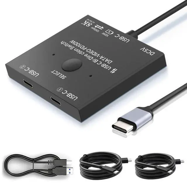 Main image of 8K USB C Switch,Bi-Directional USBC Switcher 2 Computers,USB Type C KVM Switch 8K@60Hz 4K@120Hz Video/10Gbps Data Transfer/100W Charging,Compatible with Thunderbolt Device,2 USB-C Cables Included
