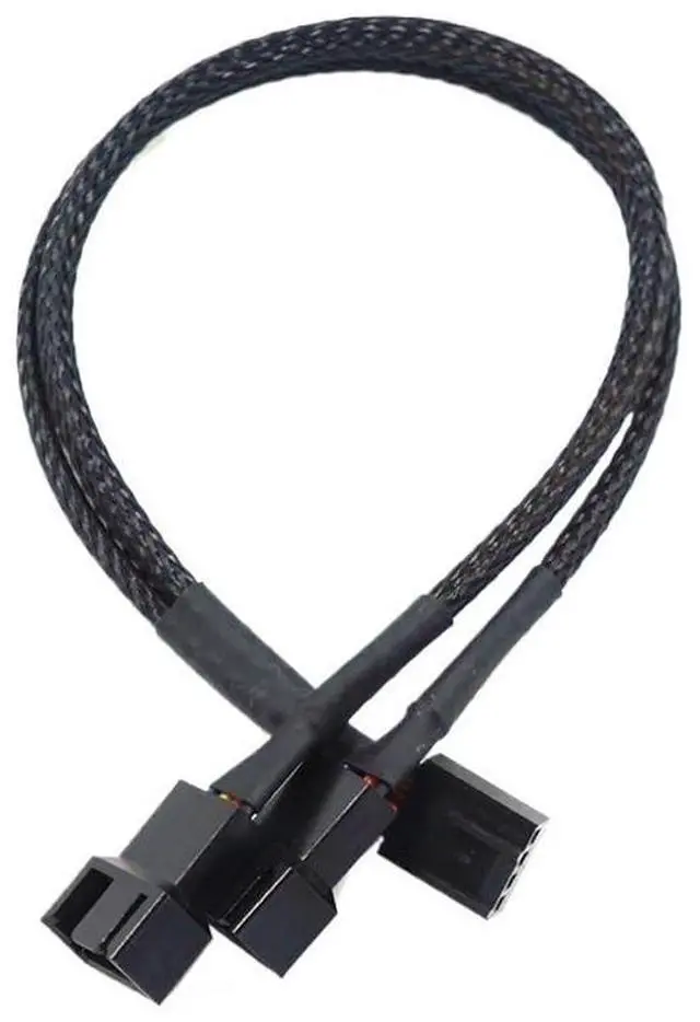 Main image of New 4 Pin Pwm Fan Cable 1 to 4/3/2/1 Ways Splitter Black Sleeved 27cm Extension Cable Connector Pwm Extension Cables(1 in 2)