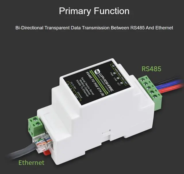 Alt view image 2 of 5 - Industrial Serial Server RS485 to RJ45 Ethernet TCP/IP to Serial Support Rail-Mount with POE Function Electrical Isolation