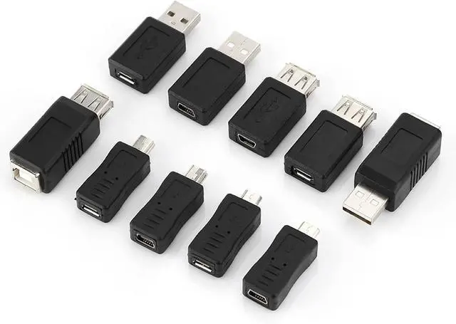 Alt view image 4 of 7 - 40 - Piece USB 2.0 Adapter Pack, USB2.0 Converter Set with Angled Mini Micro USB Type - B Male Female Connectors, for Laptops Tablets Phones Cameras and Gaming