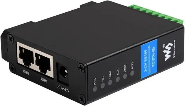 Alt view image 2 of 7 - Industrial 2-Ch RS485 to RJ45 Ethernet Serial Server Dual ETH Ports Dual Channels RS485 Independent Operation Bi-Directional Transparent Transmission