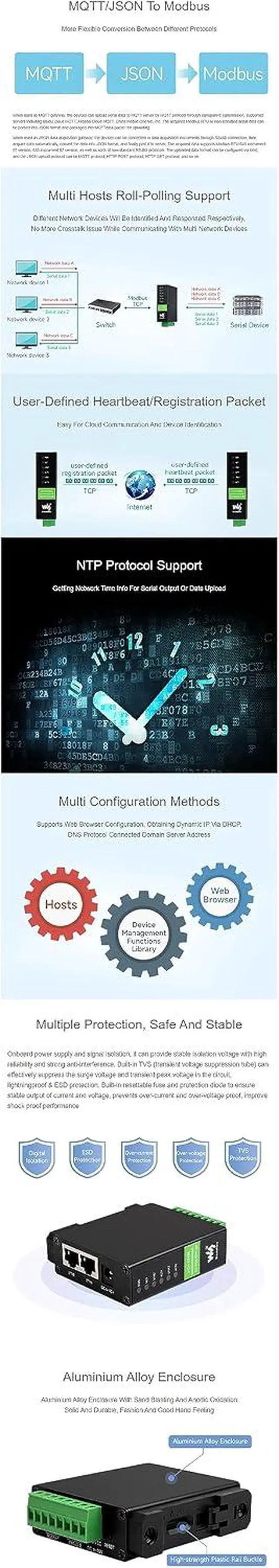 Alt view image 6 of 7 - Industrial 2-Ch RS485 to RJ45 Ethernet Serial Server Dual ETH Ports Dual Channels RS485 Independent Operation Bi-Directional Transparent Transmission
