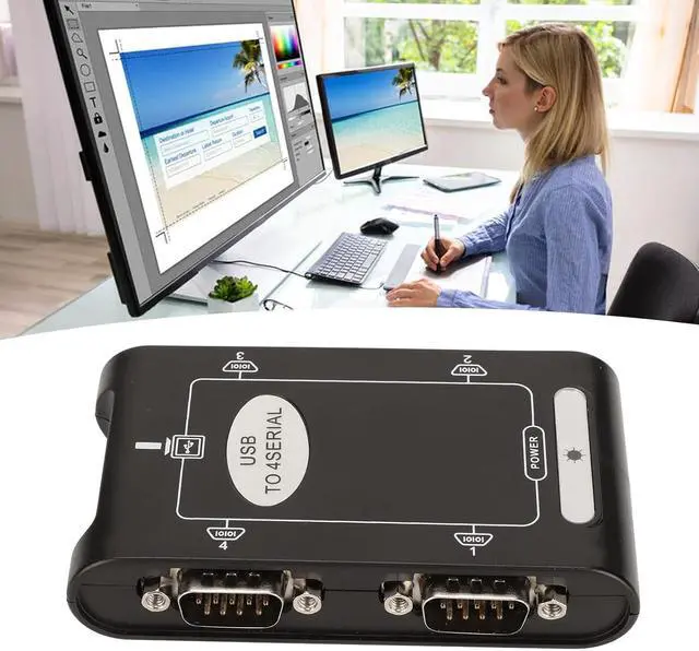 Alt view image 5 of 7 - 4 Port USB to RS232 Serial Adapter Hub with COM Reserve Feature, Wide Compatibility for Glass panes 10 8 7, Control Multiple Devices