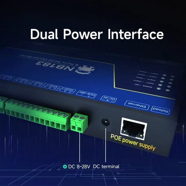 Alt view image 4 of 7 - Isolated 4 Channel Serial Server RS232 RS422 RS485 RJ45 Modbus Gateway NB144E POE Receiving Power TCP UDP MQTT DC 8-28V Build in Watchdog