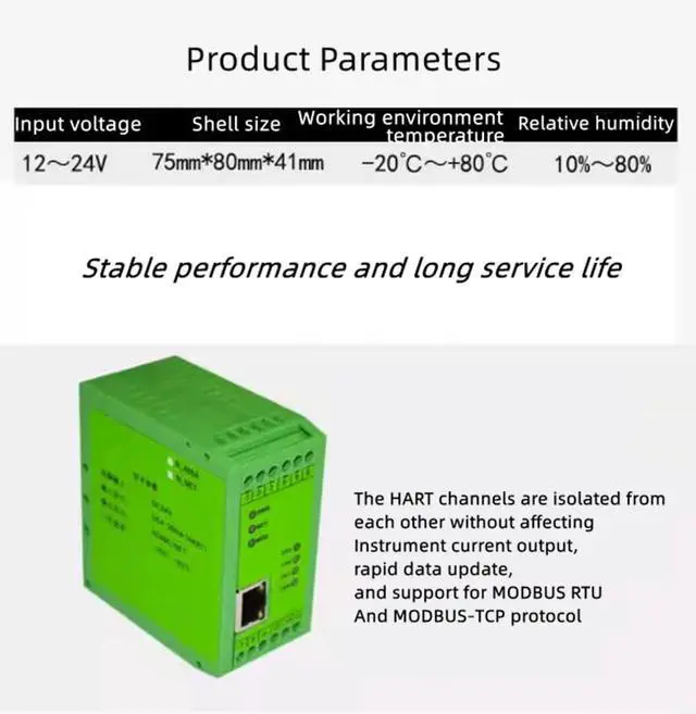 Alt view image 7 of 7 - Hart to RS485 Channel Fully Isolated Gateway MODBUS-RTU Protocol Converter Industrial Rail-Mount SM101-W