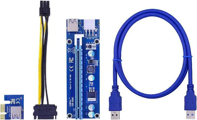 Main image of KLVN 10pcs VER006C 100cm PCI-E Riser Card 006C PCI Express 1X 16X USB3.0 Cable 6Pin to 15Pin Power Cord for Graphics Card