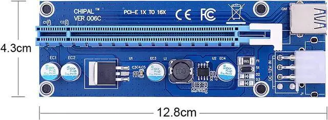 Alt view image 2 of 6 - KLVN 10pcs VER006C 100cm PCI-E Riser Card 006C PCI Express 1X 16X USB3.0 Cable 6Pin to 15Pin Power Cord for Graphics Card