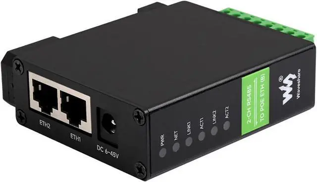 Alt view image 2 of 7 - Industrial Serial Module 2-Ch RS485 to RJ45 Ethernet Serial Server Dual ETH Ports POE Network Port Bi-Directional Transparent Transmission
