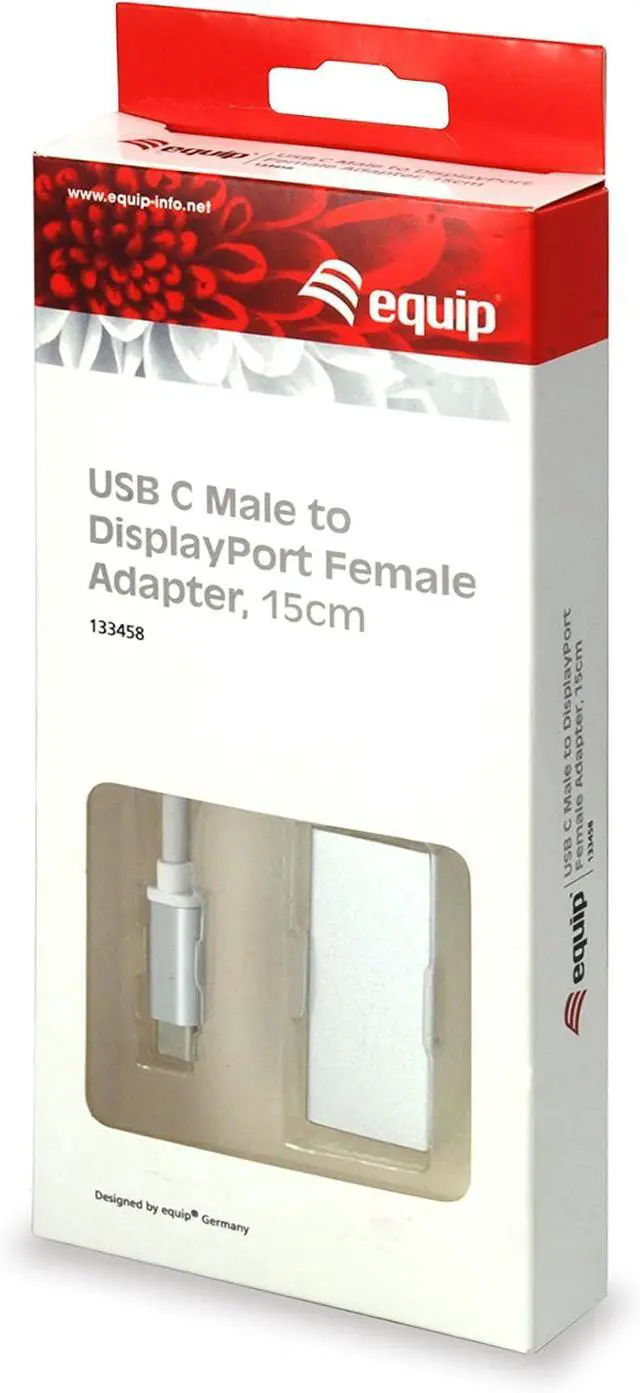 Alt view image 4 of 4 - Equip 133458 USB Type C DisplayPort White Cable Interface/Gender Adapter Cable Interface/Gender Adapter (USB Type C, DisplayPort, Male/Female, 0.15 m, White)