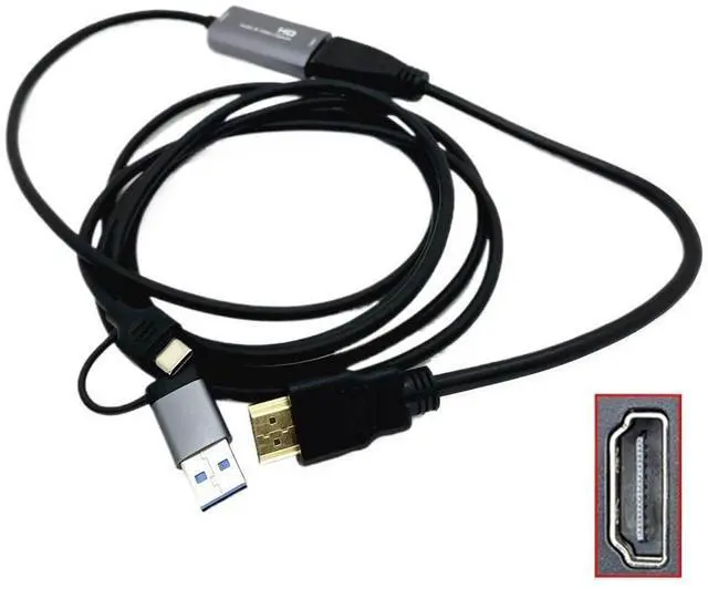 Main image of 2in1 USB to MI NI HDMI-Compatible Video Capture Card Live Streaming Cable(2m A Type)