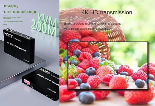 Alt view image 3 of 7 - 4K HDMI KVM IP Extender Over Cat5e/Cat6, H.264 Matrix Many-to-Many, 200M Range, Mouse and Keyboard Control for PC/TV