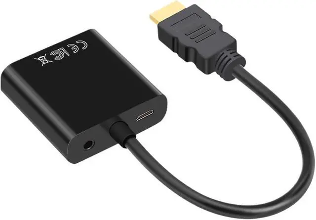 Alt view image 2 of 3 - HDMI-Compatible to Cable Converter with Power Supply Adapter FHD 1080P for Tablet Desktop PC Projector TV(White DC Audio)