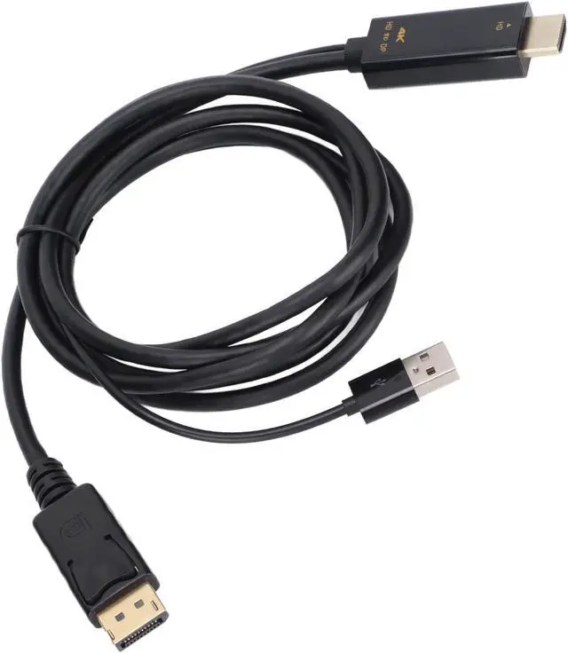 Alt view image 7 of 7 - HD Multimedia Interface to DisplayPort Converter Cable, 4K Ultra HD Resolution, Male to Female Extension Adapter Cord, Compatible with Laptops, Desktops and Large Visual Monitors,
