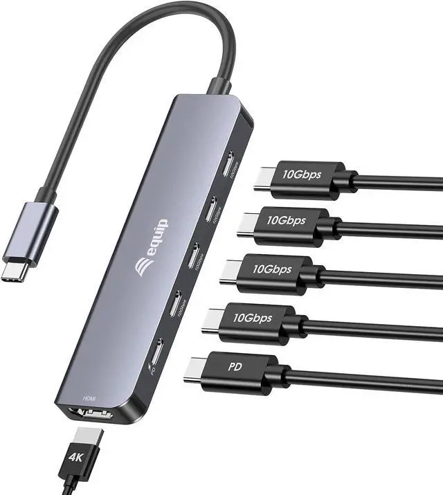 Alt view image 3 of 7 - Equip Adapter USB-C->HDMI/3xUSB-C/USB PD 4K/60Hz 0.25m