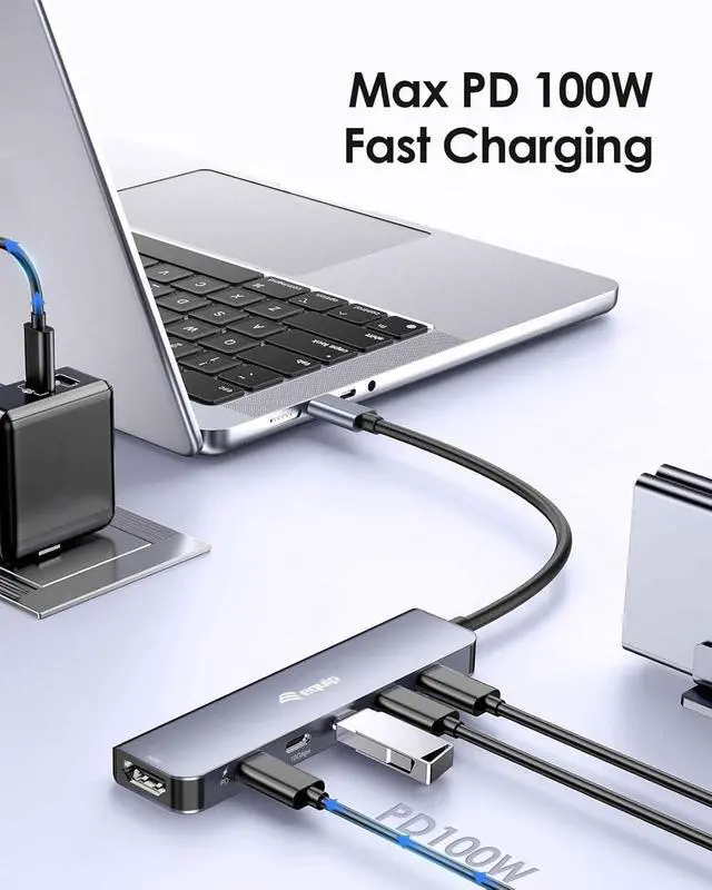 Alt view image 5 of 7 - Equip Adapter USB-C->HDMI/3xUSB-C/USB PD 4K/60Hz 0.25m