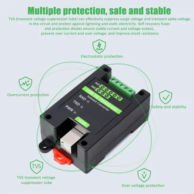 Alt view image 5 of 7 - USB to RS485 RS422 Industrial Isolati Converter, Beacon Isolati Low Power Consumpti Anti Interference, 600W Protect 3 LED Indicators for Win 10 8.1 8 7