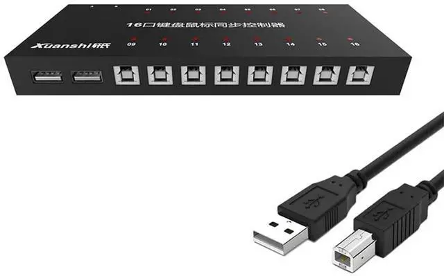 Main image of 4/8/16/32/48 Ports USB Synchronizer - Computers Sharing Keyboard Mouse Sync Distributor, KVM Switch, DNF Game Control Synchronizer, for Game Tudios, Stock Market Surveillance(16 Ports)