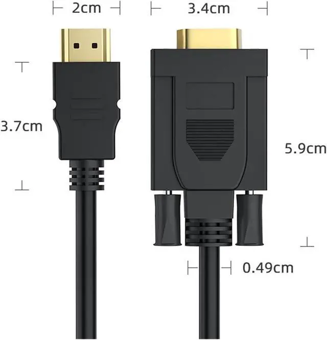 Alt view image 3 of 3 - HDMI-Compatible to V/GA Adapter Connecto Line Converter Cord 1.8M FHD 1920 * 1080P for Desktop PC TV M>oni>tor Projector