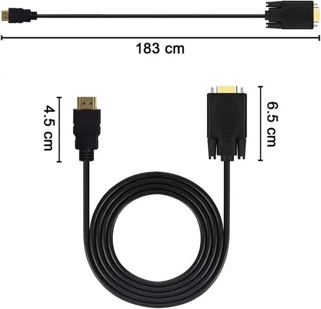 Alt view image 4 of 4 - HDMI-Compatible to V/GA Adapter to Line Converter Cord 1.8M FHD 1920 * 1080P for Desktop PC TV M>oni>tor Projector(3meters)