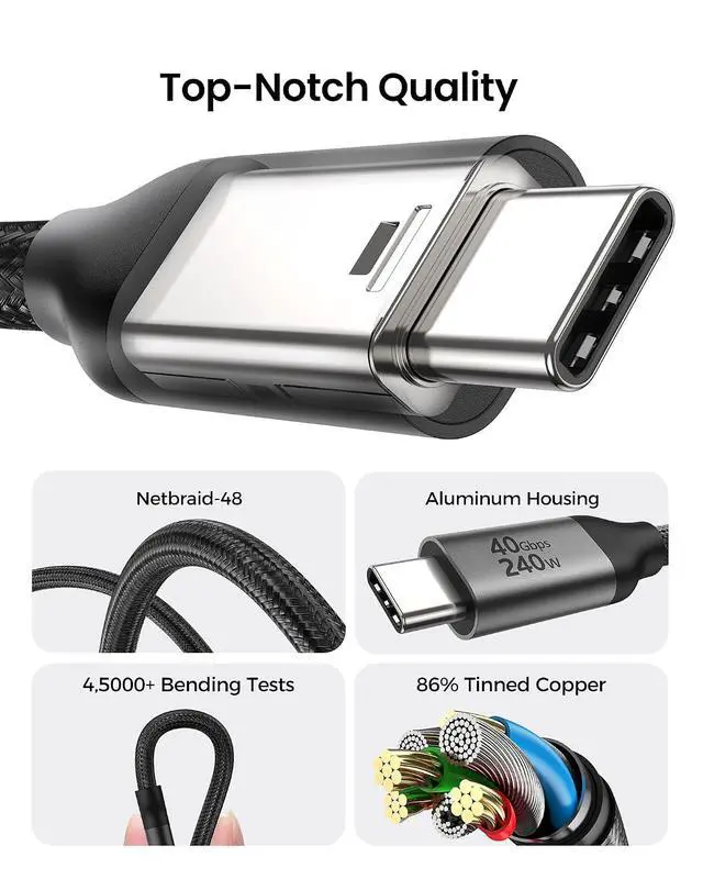 Alt view image 6 of 7 - Silkland USB 4 for Thunderbolt 4 Cable 6.6FT/2M, 40Gbps Data Transfer, 8K/5K@60Hz, 4K@240Hz, 240W Charging, Braided USB C Video Cable Compatible with MacBook, iPhone 17/16, Monitor, SSD, iPad