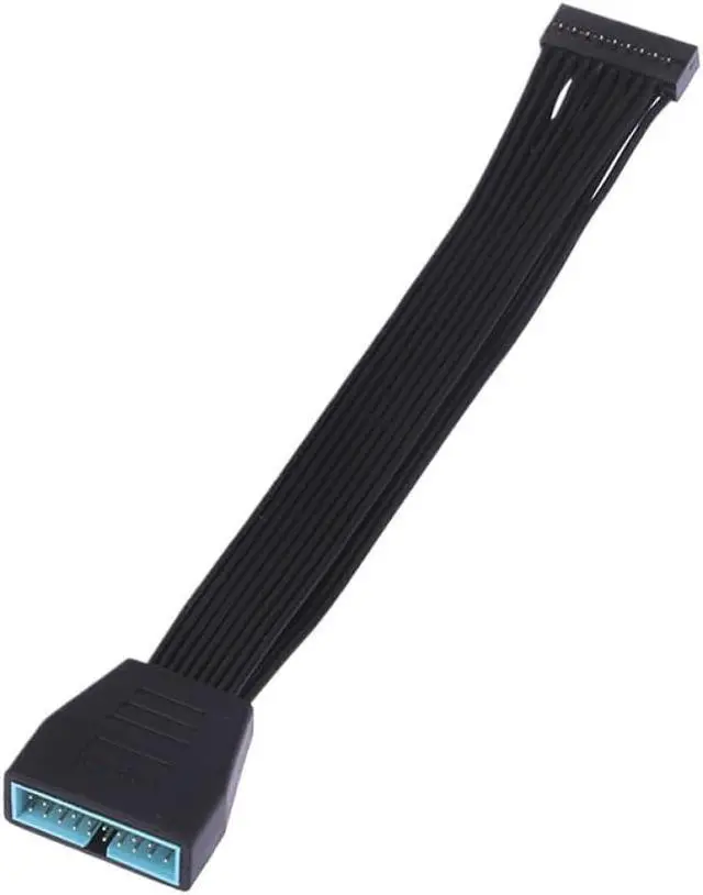 Alt view image 2 of 3 - USB 3.0 Internal Extension Header Adapter 19 20 Pin Black Flat Wire 5.9inch 15cm Compatible with Motherboard