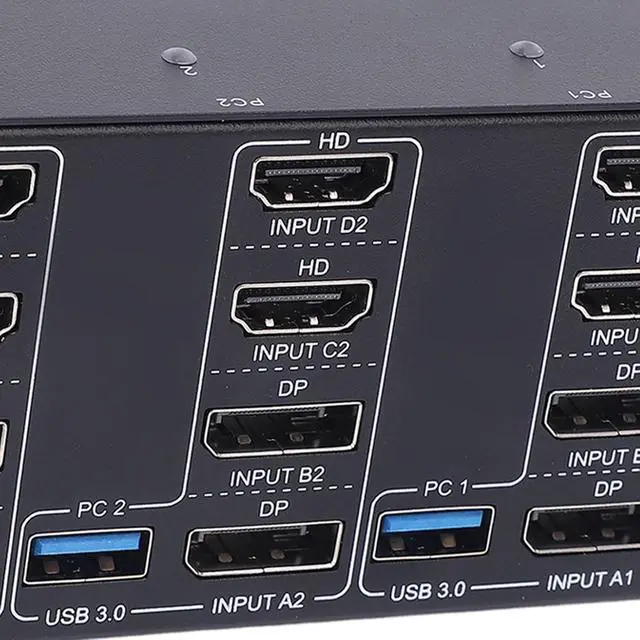 Alt view image 6 of 7 - Yunseity KVM Switch, 4 Displays 2 Computers 1.4 USB 3.0 Switcher Box, with 4K 144Hz 8K 60Hz Support and Ports, for Keyboard Mouse Printer and USB Drive (US Plug)