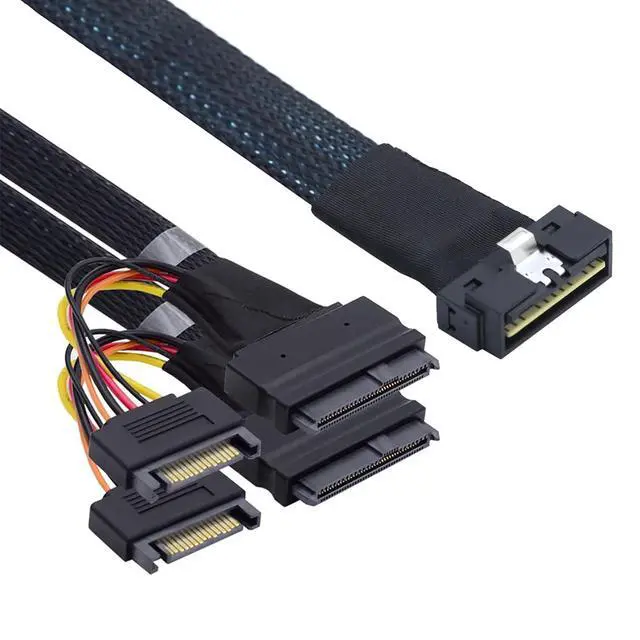 Alt view image 6 of 7 - NVME PCIe HDDs Cable SFF 8654 8I to 2X SFF 8639 Adapter PCIE All inclusives Cable with Secure Connection