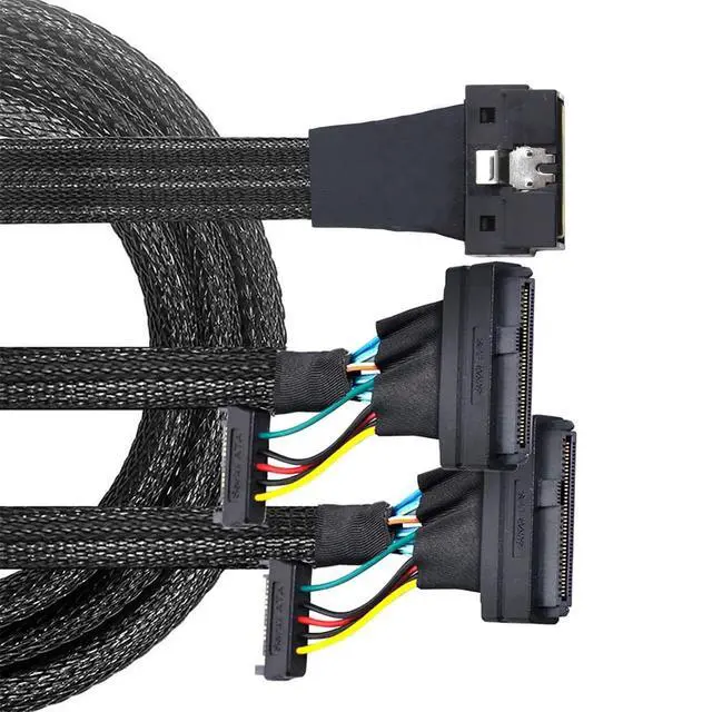 Alt view image 7 of 7 - NVME PCIe HDDs Cable SFF 8654 8I to 2X SFF 8639 Adapter PCIE All inclusives Cable with Secure Connection