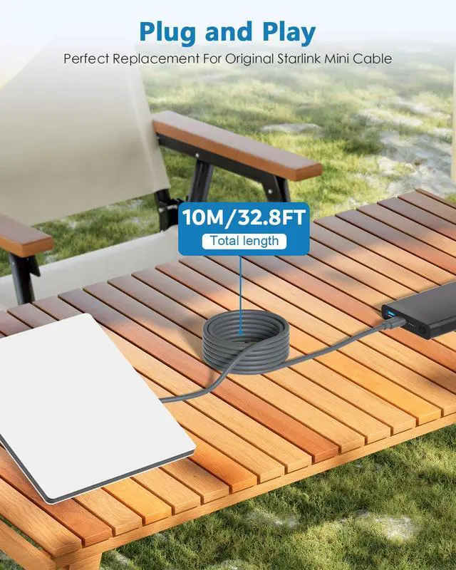Alt view image 7 of 7 - Starlink Mini Power Cable PD 100W Input Type C to DC 20V 5A Cable Cord 32.8FT Starlink Mini USB C to DC Power Cable Work with 100W+ Source 10M Waterproof 18AWG