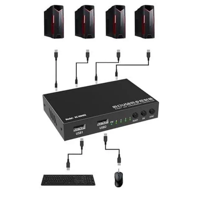 Alt view image 3 of 6 - 4/8 Ports USB Synchronous Control - KVM Switch/Distributor, Keyboard Mouse Sync Controller, DNF Multi Open Synchronizer/Sharer, Plug and Play Black DNF Game Distributor(8 Ports)