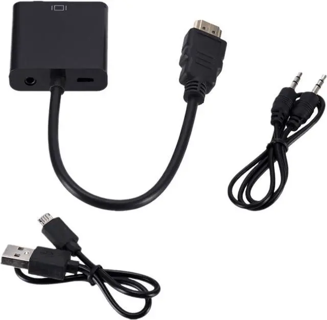 Main image of HD 1080P HDMI to V/GA Converter Cord with Power Supply Male to Female Adapter for P;S/4 TV Box(Black with 2 Cables)