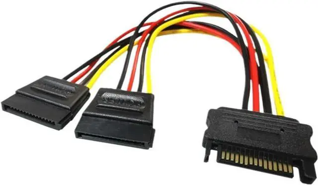 Main image of 1/2/5 PCS 20CM 90 Degree Straight Elbow SATA 15-Pin Male to 2 x 15P Female Y 15Pin Power Cable HDD Splitter Connector Adapter(10PCS,Straight)