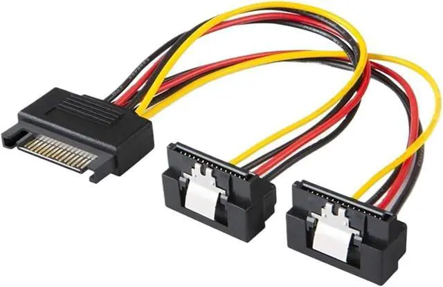 Alt view image 3 of 5 - 1/2/5 PCS 20CM 90 Degree Straight Elbow SATA 15-Pin Male to 2 x 15P Female Y 15Pin Power Cable HDD Splitter Connector Adapter(10PCS,Straight)