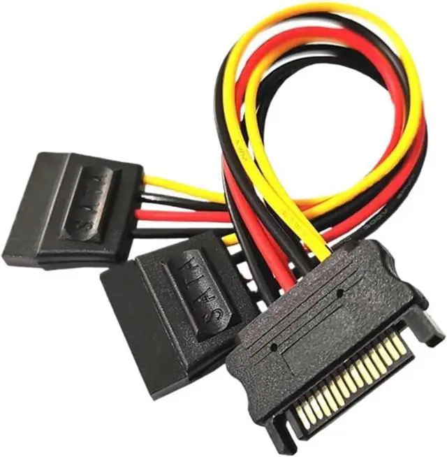 Alt view image 4 of 5 - 1/2/5 PCS 20CM 90 Degree Straight Elbow SATA 15-Pin Male to 2 x 15P Female Y 15Pin Power Cable HDD Splitter Connector Adapter(10PCS,Straight)