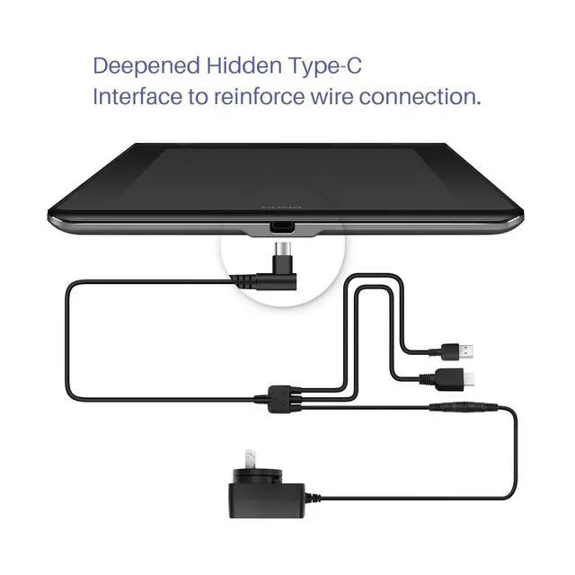 Alt view image 4 of 7 - 3-in-1 Cable Suitable for Huion KAMVAS Pro 12/13/16 Graphics Drawing Monitor