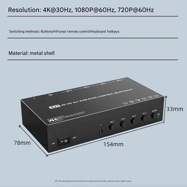 Alt view image 2 of 7 - USB Computer Synchronization Control, HDMI Splitter, 4-in-1-out KVM Switch, Keyboard Mouse Split-Screen Synchronizer, Multi-Open DNF Game Control Synchronizer, Plug & Play