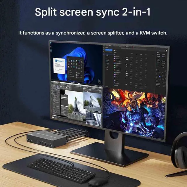 Alt view image 7 of 7 - USB Computer Synchronization Control, HDMI Splitter, 4-in-1-out KVM Switch, Keyboard Mouse Split-Screen Synchronizer, Multi-Open DNF Game Control Synchronizer, Plug & Play