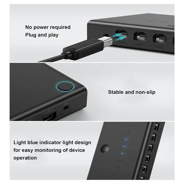 Alt view image 5 of 7 - 4 Ports USB Synchronizer/Sharer - USB Keyboard Mouse Sync Controller, KVM Switch/Distributor, DNF Game Control Synchronizer, for Windows/Linux/Android/Netware Operating System