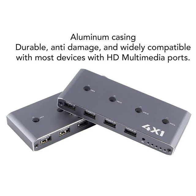 Alt view image 2 of 7 - GOWENIC HDMI KVM 4 Computer, 4 Port HDMI USB for Computer Share a 4K 60Hz Monitor and USB Devices, Plug and Play KVM for Keybord Mouse Printer Hard Drive