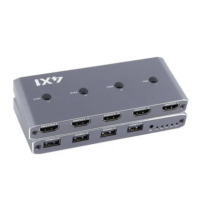 Alt view image 6 of 7 - 4K HDMI KVM Switches 4x1, 48Gbps High Speed USB 2.0 Hub, CEC VRR ALLM QFT, with 4 HDMI Cables & Remote, for PC Laptop Monitor TV